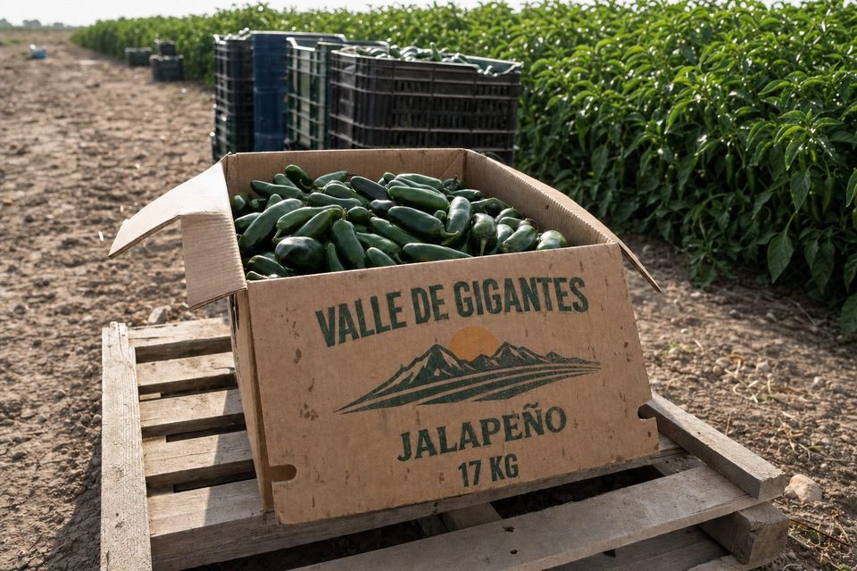 Caja de 17 kg de jalapeño Valle de Gigantes